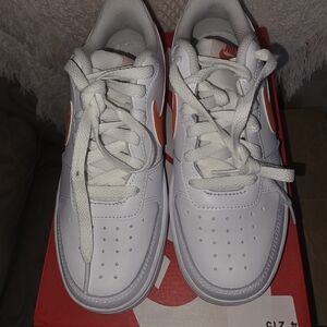 Nike Court Borough Low 2 White and Orange Sneakers. 5Y/6.5W